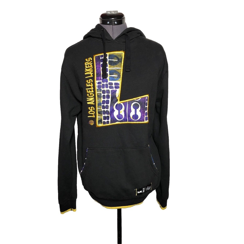 Two Hype NBA Los Angeles Lakers Hoodie‎ Black Purple Gold Logo Men's M